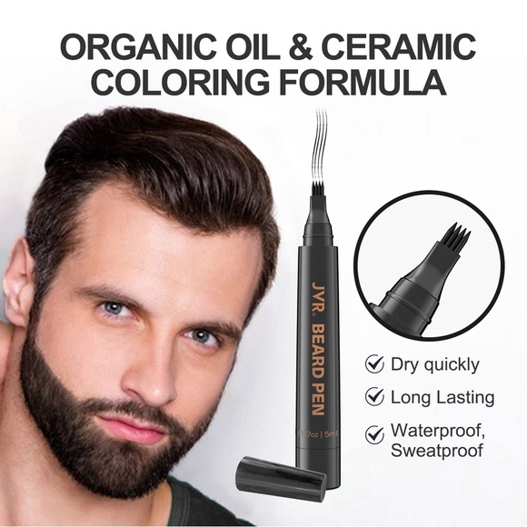 Barber Styling Pens Natural Finish Dark Gray & Black Waterproof w/Beard Scissor - Picture 9 of 12